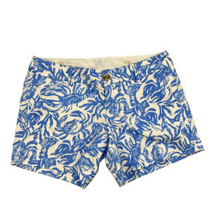 Lilly Pulitzer Callahan Shorts Womens 0 Blue White Lobster Crab Nautical 30x5"